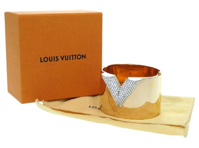 Bracciale Louis Vuitton Essential V in oro e strass Bianco D'oro - vista 2