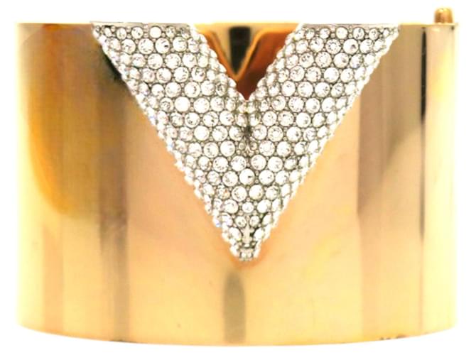 Bracciale Louis Vuitton Essential V in oro e strass Bianco D'oro - vista 3