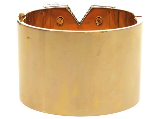 Bracciale Louis Vuitton Essential V in oro e strass Bianco D'oro - vista 4