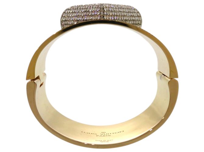 Bracciale Louis Vuitton Essential V in oro e strass Bianco D'oro - vista 6