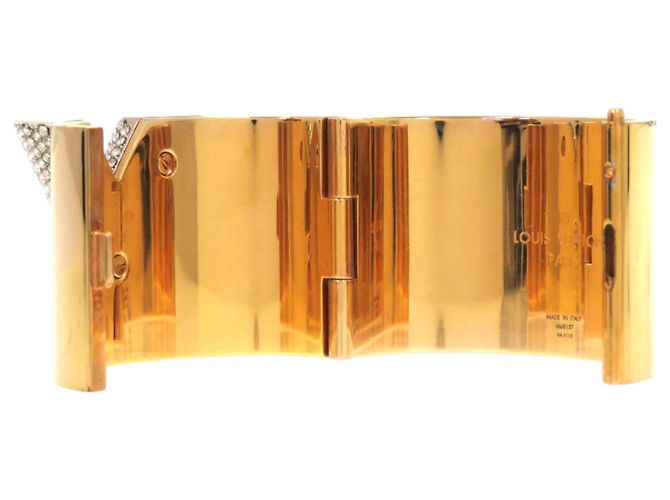 Bracciale Louis Vuitton Essential V in oro e strass Bianco D'oro - vista 7
