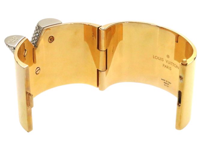 Bracciale Louis Vuitton Essential V in oro e strass Bianco D'oro - vista 8