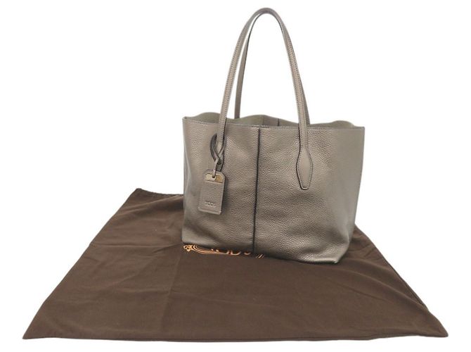 Bolso tote de cuero de ternera gris Tod's Castaño - vista 2