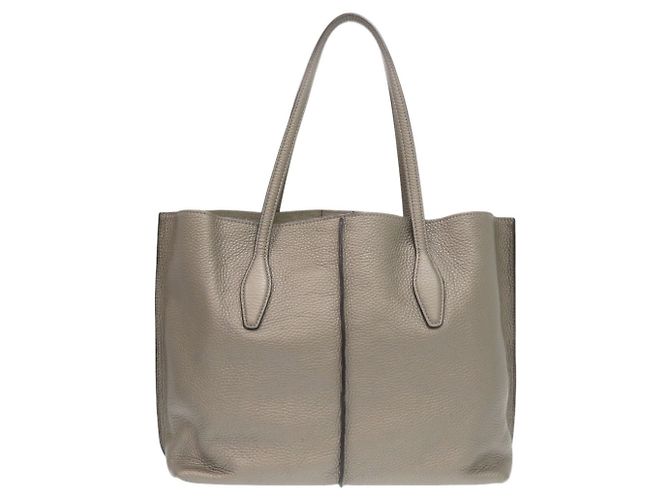 Bolso tote de cuero de ternera gris Tod's Castaño - vista 3
