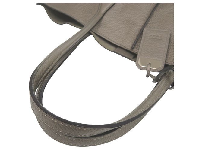 Bolso tote de cuero de ternera gris Tod's Castaño - vista 8