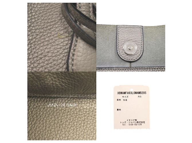 Bolso tote de cuero de ternera gris Tod's Castaño - vista 9