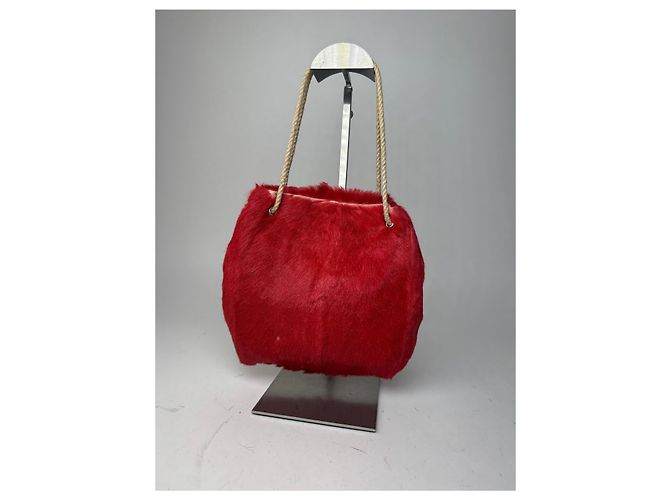 Vintage Marni Pelztasche rot - Ansicht 10