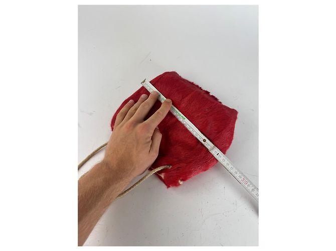Vintage Marni Pelztasche rot - Ansicht 11