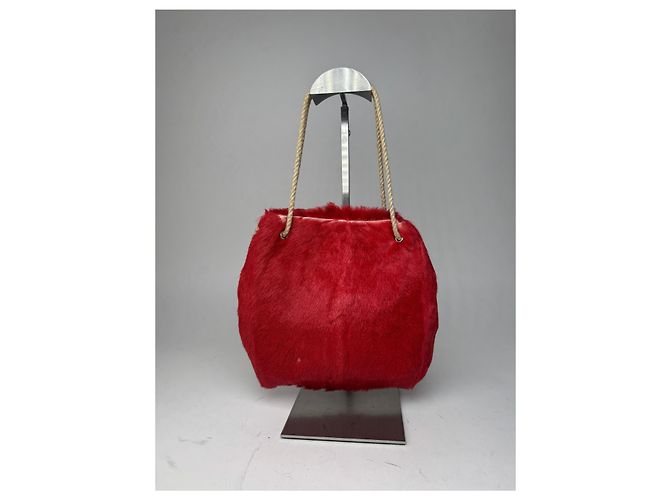 Vintage Marni Pelztasche rot - Ansicht 14