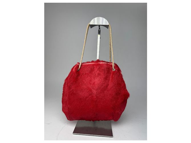 Vintage Marni Pelztasche rot - Ansicht 15