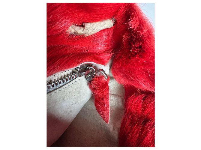 Vintage Marni Pelztasche rot - Ansicht 2