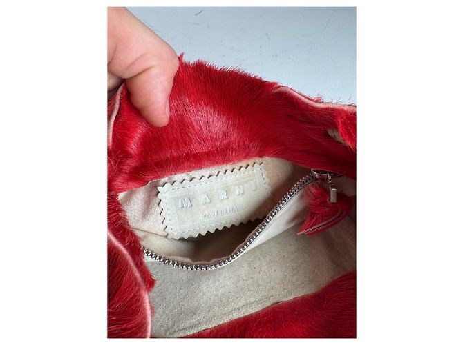 Vintage Marni Pelztasche rot - Ansicht 4