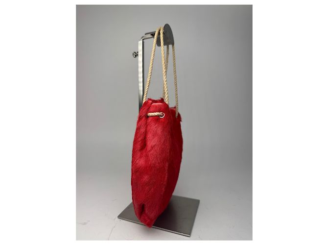 Vintage Marni Pelztasche rot - Ansicht 6