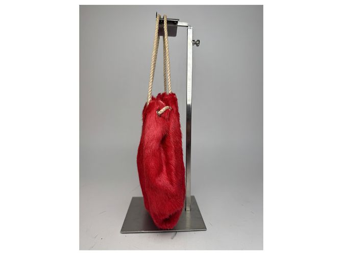 Vintage Marni Pelztasche rot - Ansicht 7