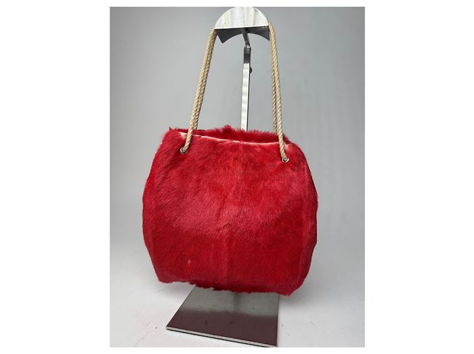 Vintage Marni Pelztasche rot - Ansicht 8