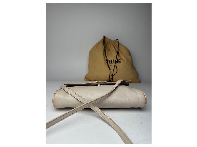 Céline Vintage Celine Paris Leder Umhängetasche weiß / ecru - Ansicht 10