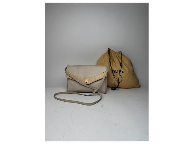 Céline Vintage Celine Paris Leder Umhängetasche weiß / ecru - Ansicht 14