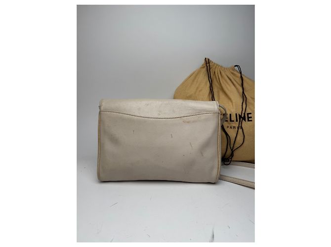 Céline Vintage Celine Paris Leder Umhängetasche weiß / ecru - Ansicht 15