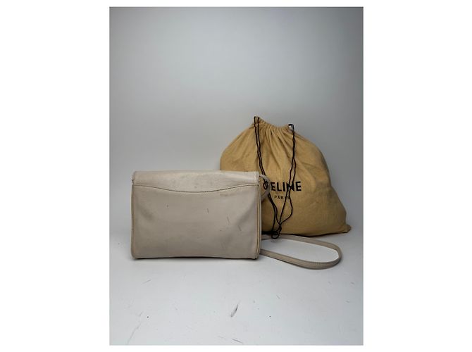 Céline Vintage Celine Paris Leder Umhängetasche weiß / ecru - Ansicht 2