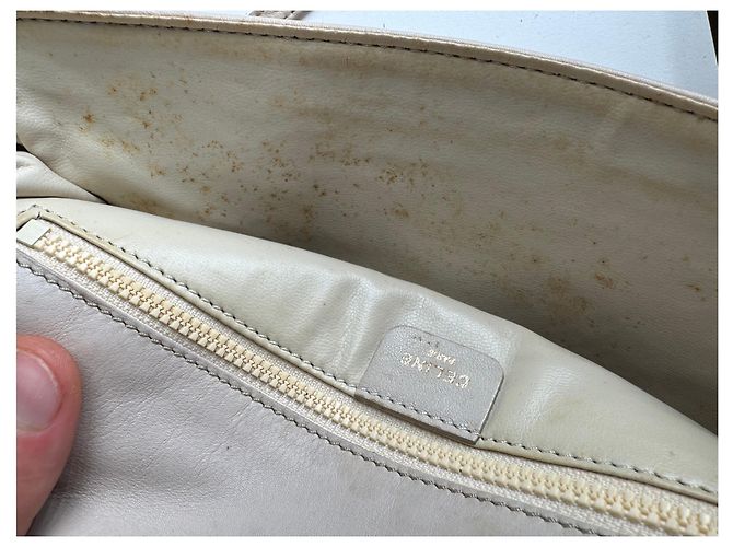 Céline Vintage Celine Paris Leder Umhängetasche weiß / ecru - Ansicht 4