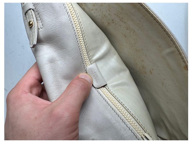 Céline Vintage Celine Paris Leder Umhängetasche weiß / ecru - Ansicht 5