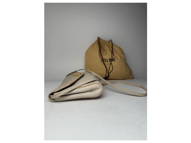 Céline Vintage Celine Paris Leder Umhängetasche weiß / ecru - Ansicht 8