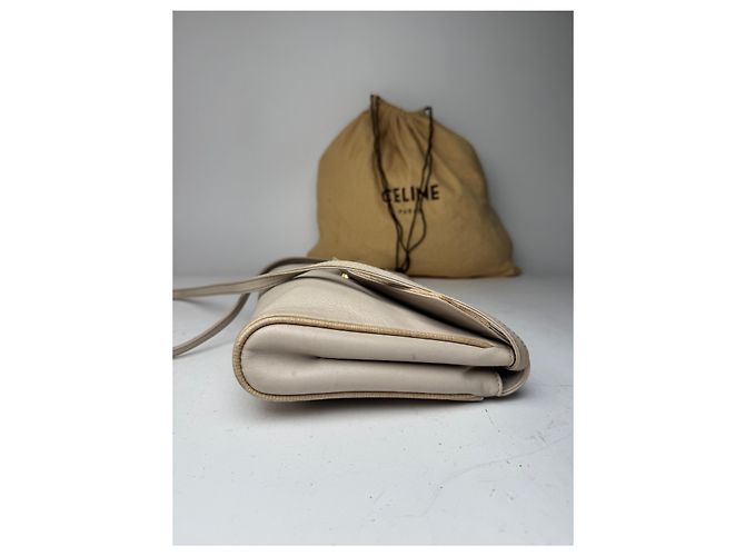 Céline Vintage Celine Paris Leder Umhängetasche weiß / ecru - Ansicht 9