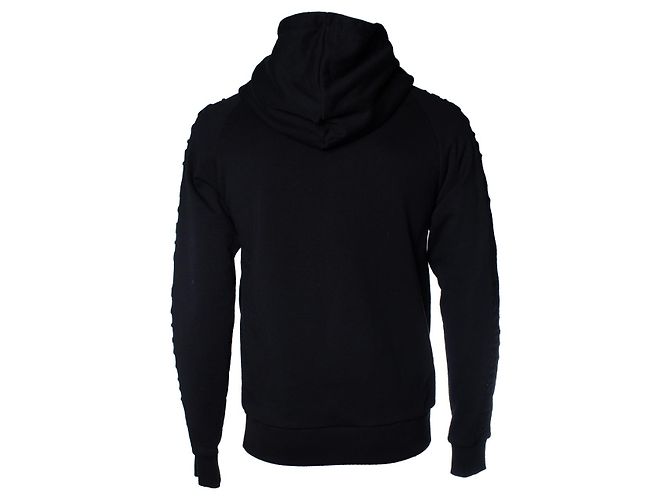 Balmain, schwarzer Kapuzencardigan mit geprägtem Logo - Ansicht 2