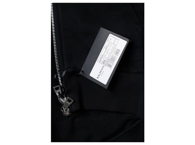 Balmain, schwarzer Kapuzencardigan mit geprägtem Logo - Ansicht 6
