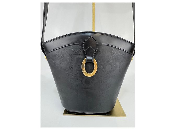 Borsa a spalla a secchiello con motivo logo Christian Dior Nera Nero - vista 11
