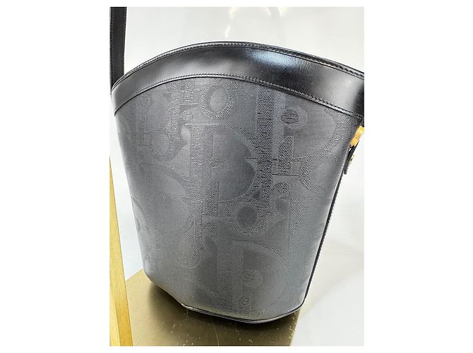 Borsa a spalla a secchiello con motivo logo Christian Dior Nera Nero - vista 4
