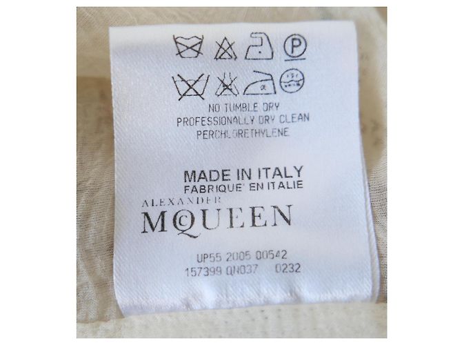 Blusa de seda con volantes estampada con mapa Alexander McQueen Primavera 2005 Crudo - vista 12