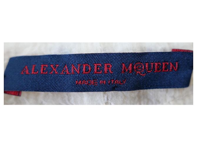Blusa de seda con volantes estampada con mapa Alexander McQueen Primavera 2005 Crudo - vista 9