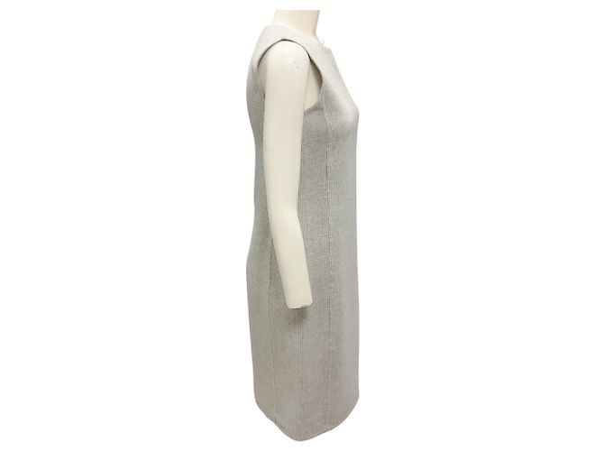 Vestido de corte ajustado sin mangas de cachemira gris claro con estampado de pata de gallo Akris - vista 2