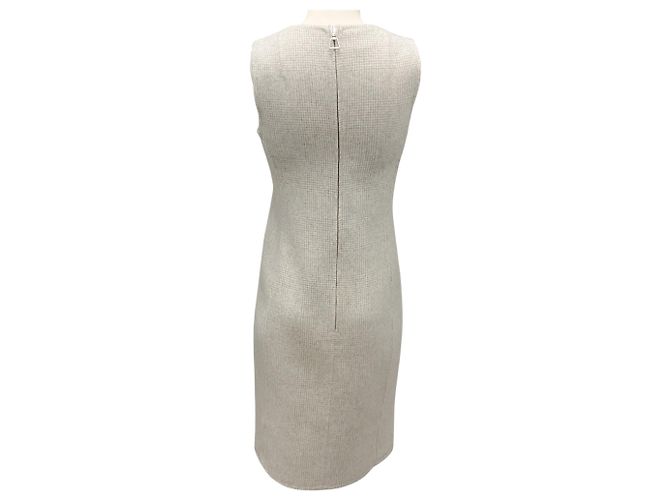 Vestido de corte ajustado sin mangas de cachemira gris claro con estampado de pata de gallo Akris - vista 3