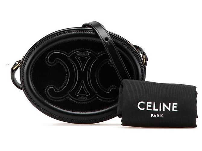 Céline Borsa a Spalla in Pelle Celine Triomphe Nero - vista 10