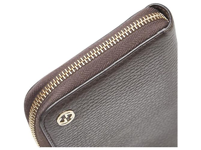 Cartera larga de cuero Gucci G entrelazado Castaño - vista 4