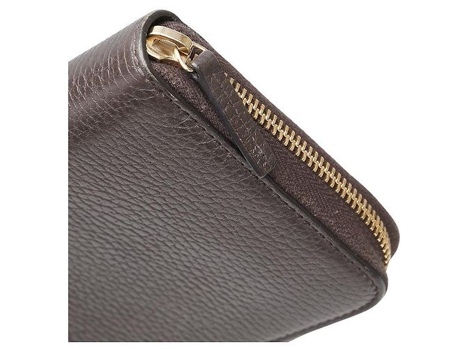 Cartera larga de cuero Gucci G entrelazado Castaño - vista 5
