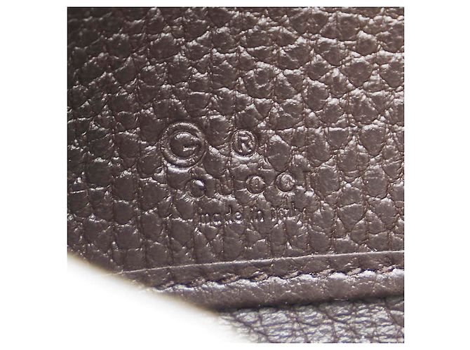 Cartera larga de cuero Gucci G entrelazado Castaño - vista 8