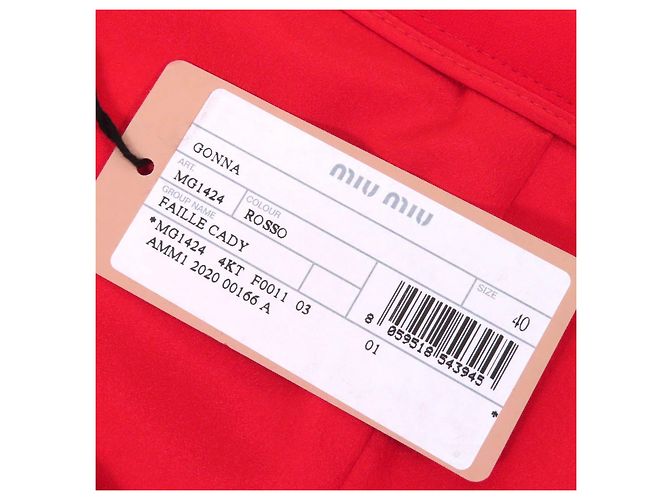 Falda Mini de Triacetato Mini MG1424 de Miu Miu Roja - vista 11