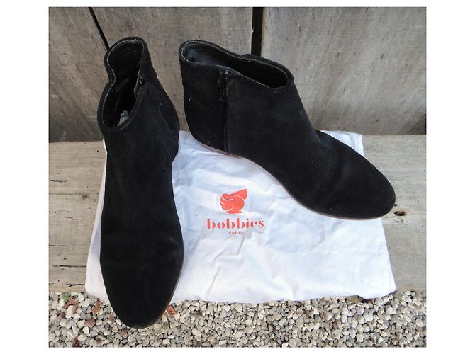 Autre Marque Botas Bobbies em camurça preta Preto - vista 2
