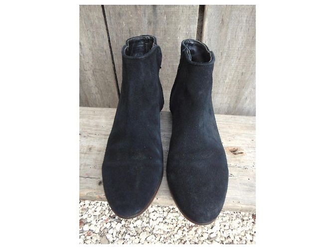 Autre Marque Botas Bobbies em camurça preta Preto - vista 4