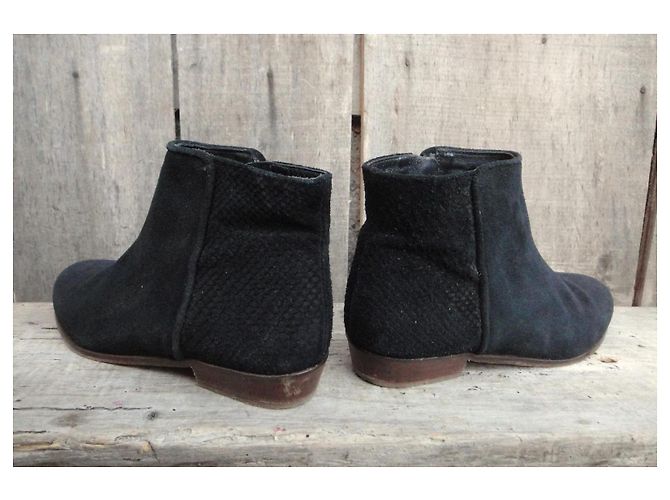 Autre Marque Botas Bobbies em camurça preta Preto - vista 5