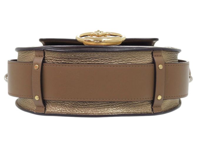 Borsa a Spalla in Pelle Chloé Tess Small in Metallo 2 in 1 D'oro - vista 3