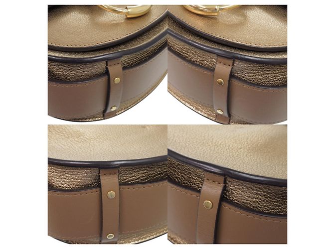 Borsa a Spalla in Pelle Chloé Tess Small in Metallo 2 in 1 D'oro - vista 4