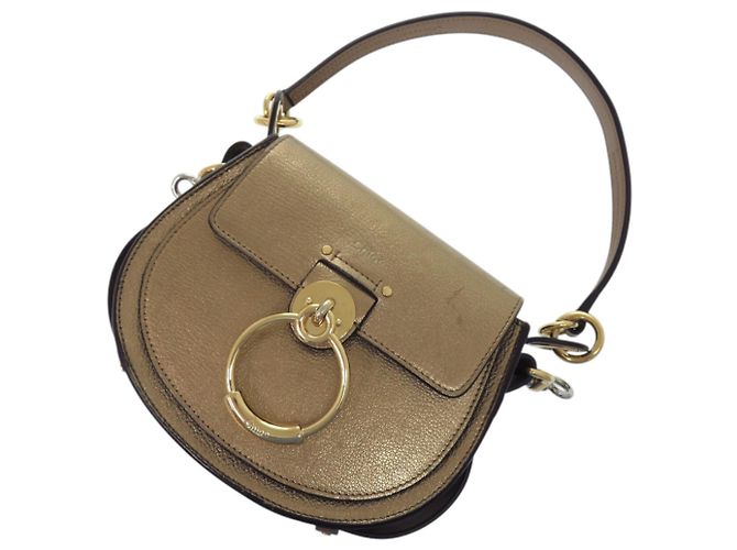 Borsa a Spalla in Pelle Chloé Tess Small in Metallo 2 in 1 D'oro - vista 5