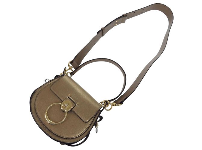 Borsa a Spalla in Pelle Chloé Tess Small in Metallo 2 in 1 D'oro - vista 6