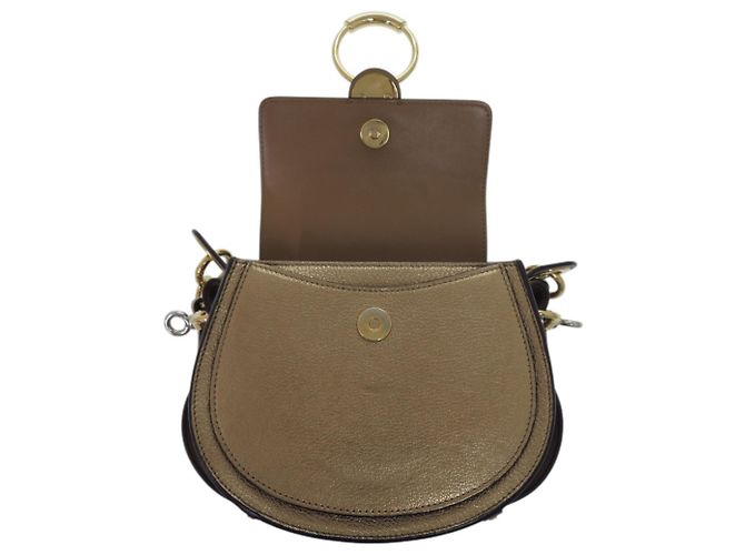 Borsa a Spalla in Pelle Chloé Tess Small in Metallo 2 in 1 D'oro - vista 7