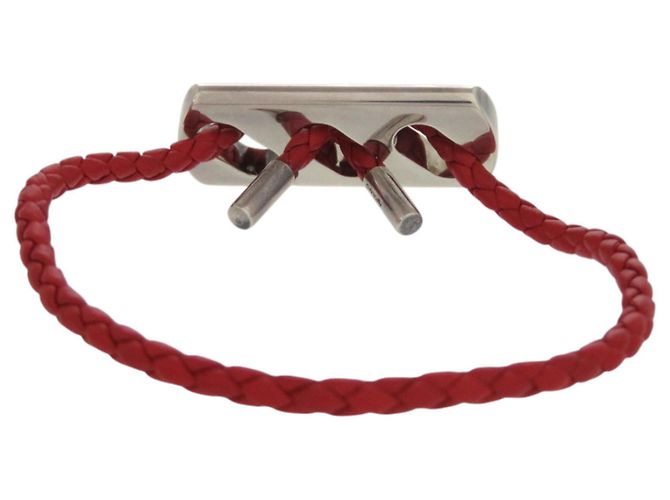 Hermès Pulsera de cuero con charm de plata esterlina 925 Hermes Roja - vista 2