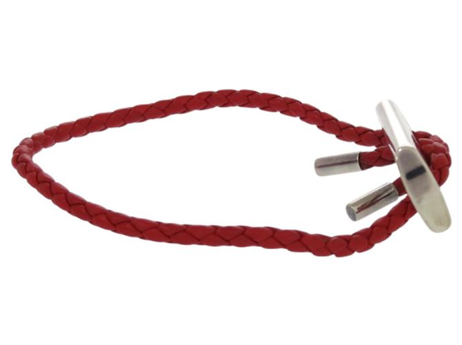 Hermès Pulsera de cuero con charm de plata esterlina 925 Hermes Roja - vista 4
